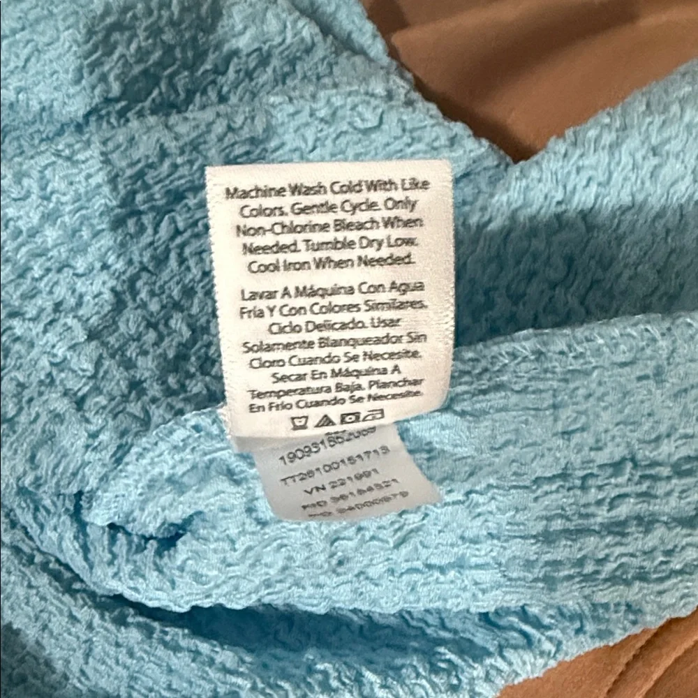 Time and Tru Women's Sky Blue Textured Short Sleeve Top - Picture 4 of 6